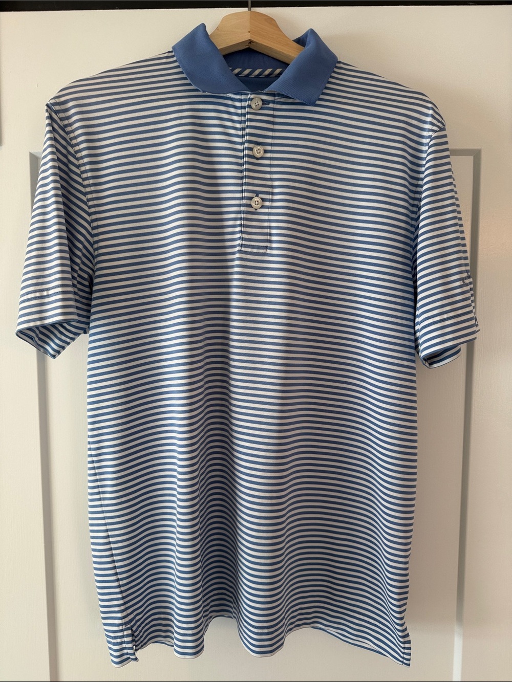 Rosemary Beach Blue and White Striped Polo Shirt